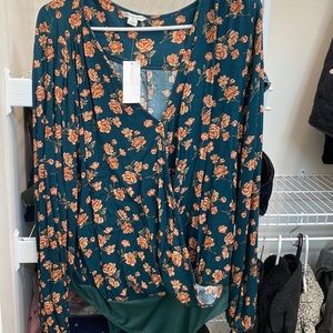 AE floral wrap around body suit